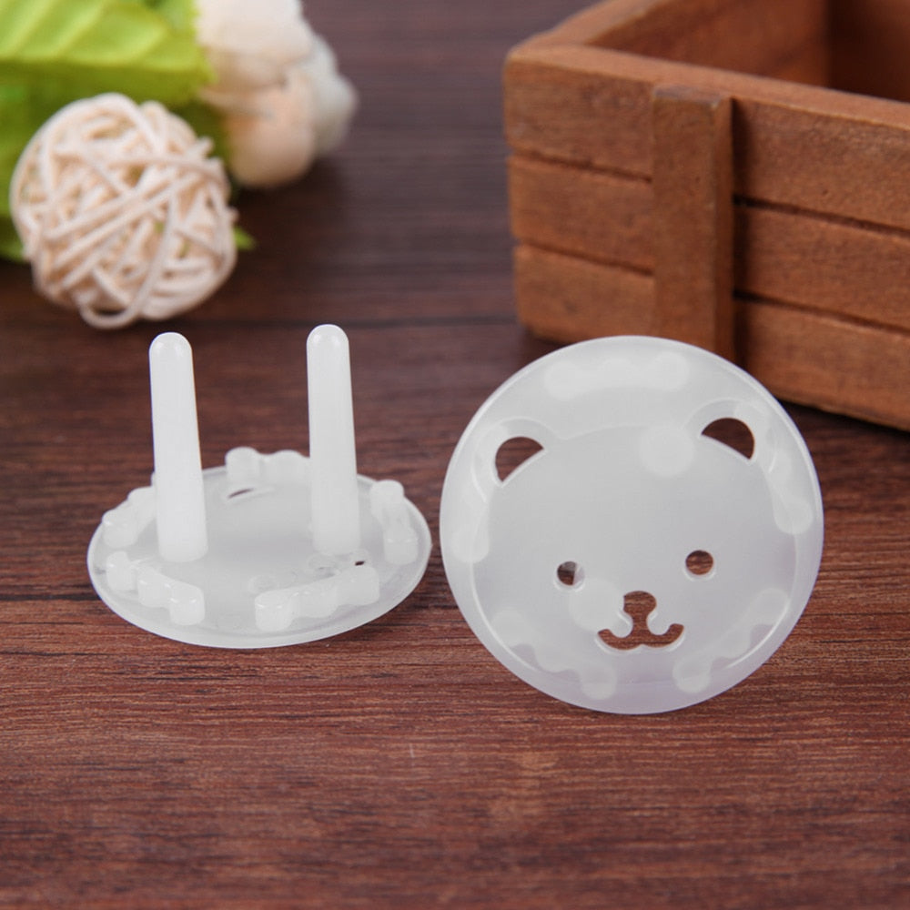 Bear-Shaped EU Electrical Outlet Covers - 5-Pack Baby Safety Anti-Shock Plug Protectors