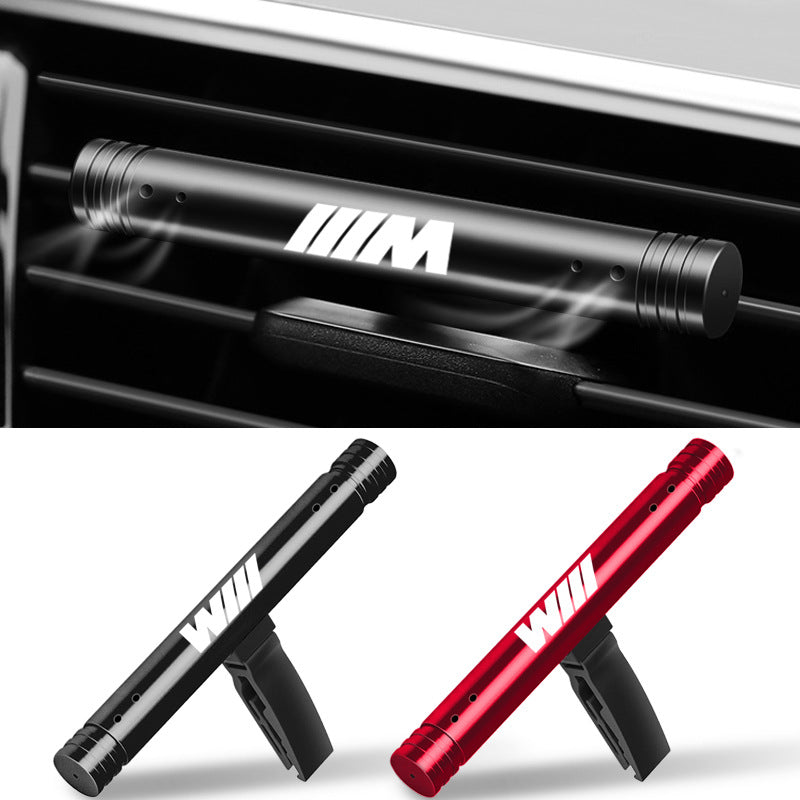 Solid Car Air Vent Perfume Aromatherapy - Metal Holder, Black/Red, Multiple Car Brand Logos