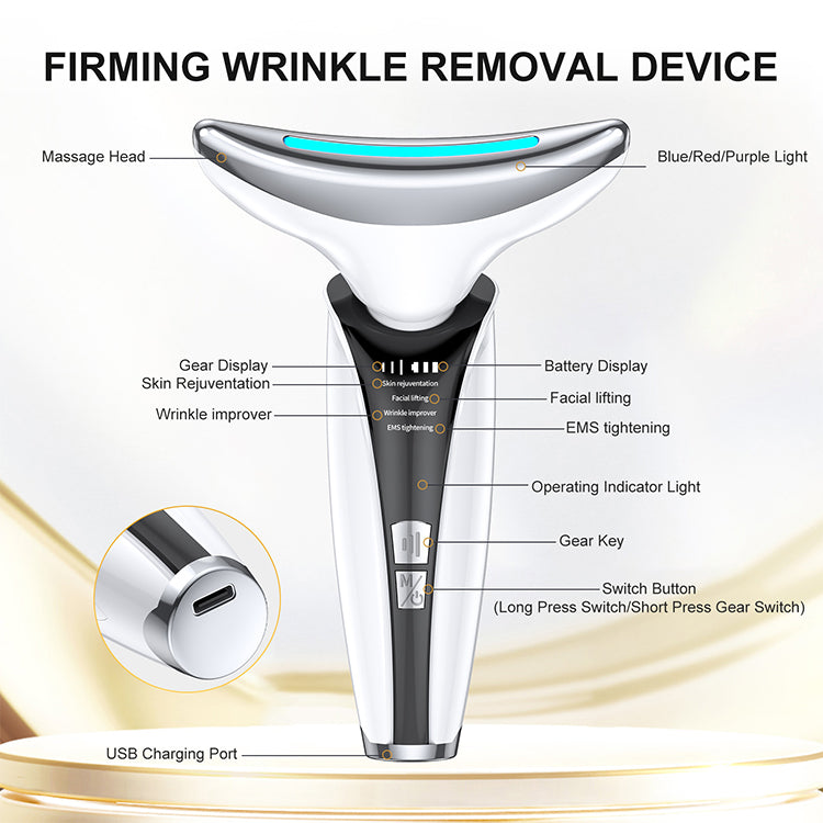 LED Photon Neck & Face Lifting Massager - Skin Rejuvenation, Wrinkle Remover, USB Rechargeable, Anti-Aging