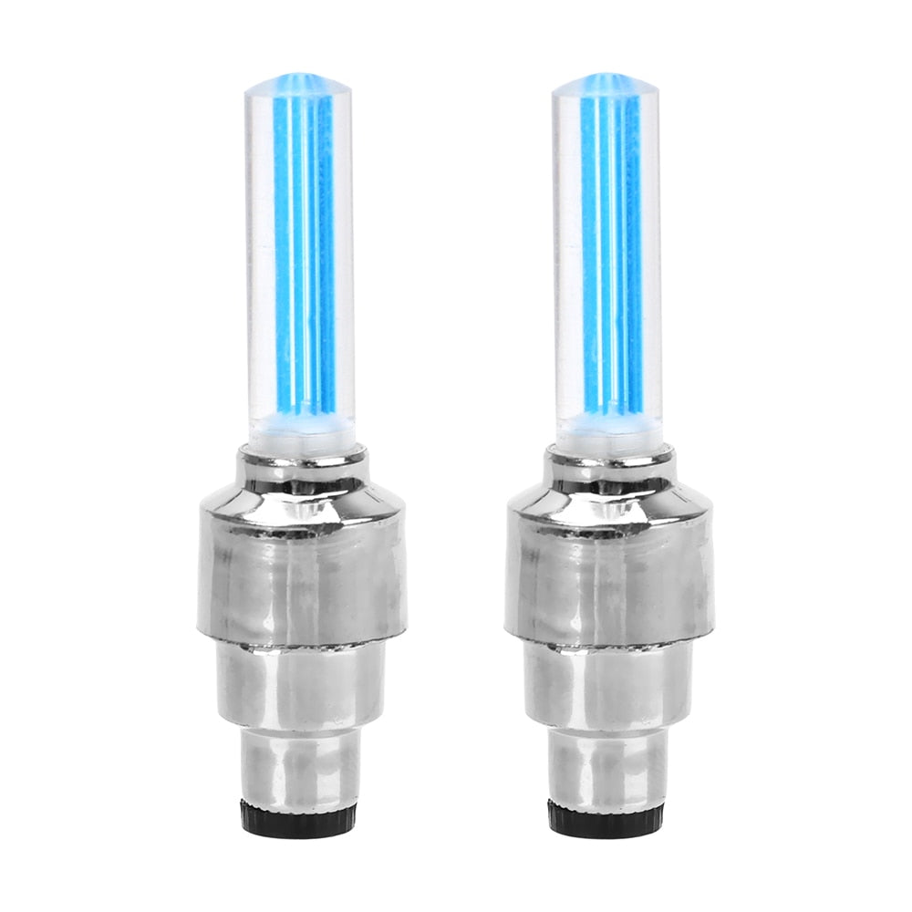 LED Tire Valve Cap Lights - 2PCS, Car Wheel/Bike Decorative Neon, Flashing Spoke Lamp, Multicolor