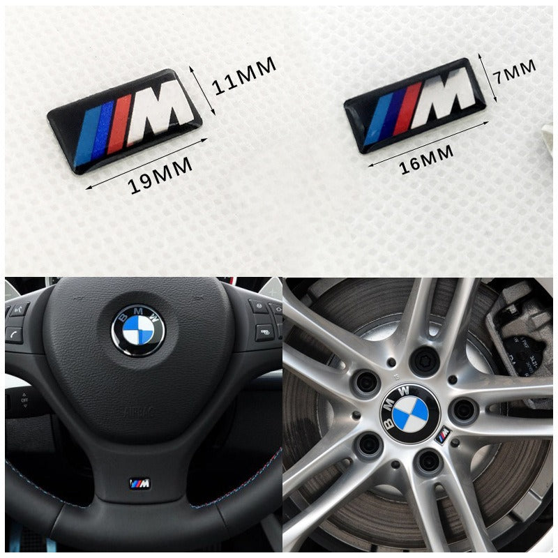 BMW Steering Wheel & Hub Decoration Sticker - 3D Aluminum, Adhesive