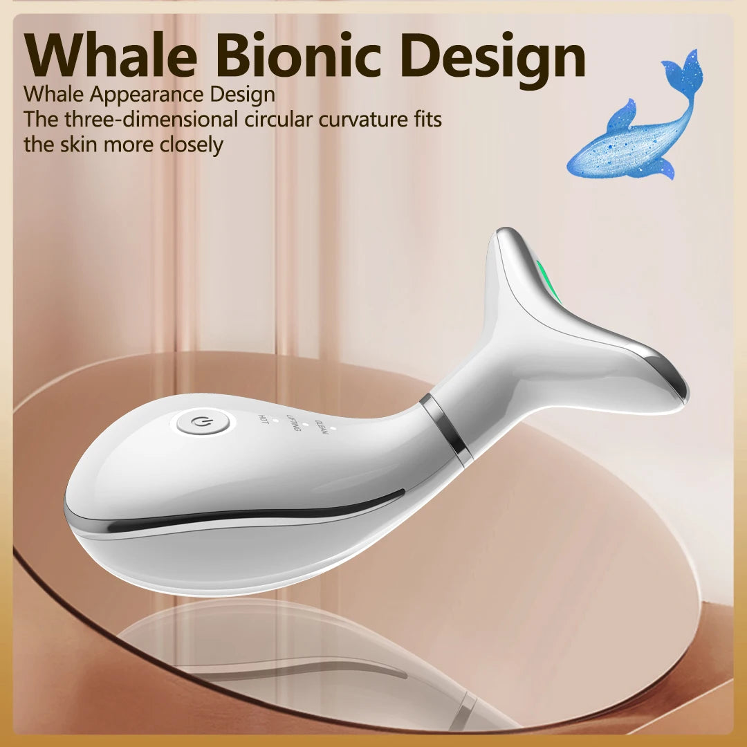 EMS Neck & Face Lifting Massager - 3-Color LED Photon, Skin Tightening, Wrinkle Remover, USB Rechargeable