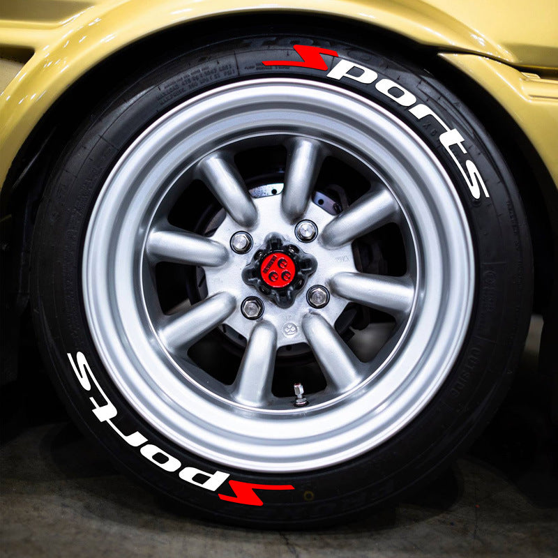SPORTS Series 3D Tire Letter Stickers - Rubber, 33cm, 1.25in, Multiple Color Options, Adhesive