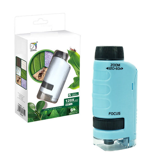 Children’s Handheld Bacterial Microscope - Science Experiment Toy, Ages 7–14, Blue or White