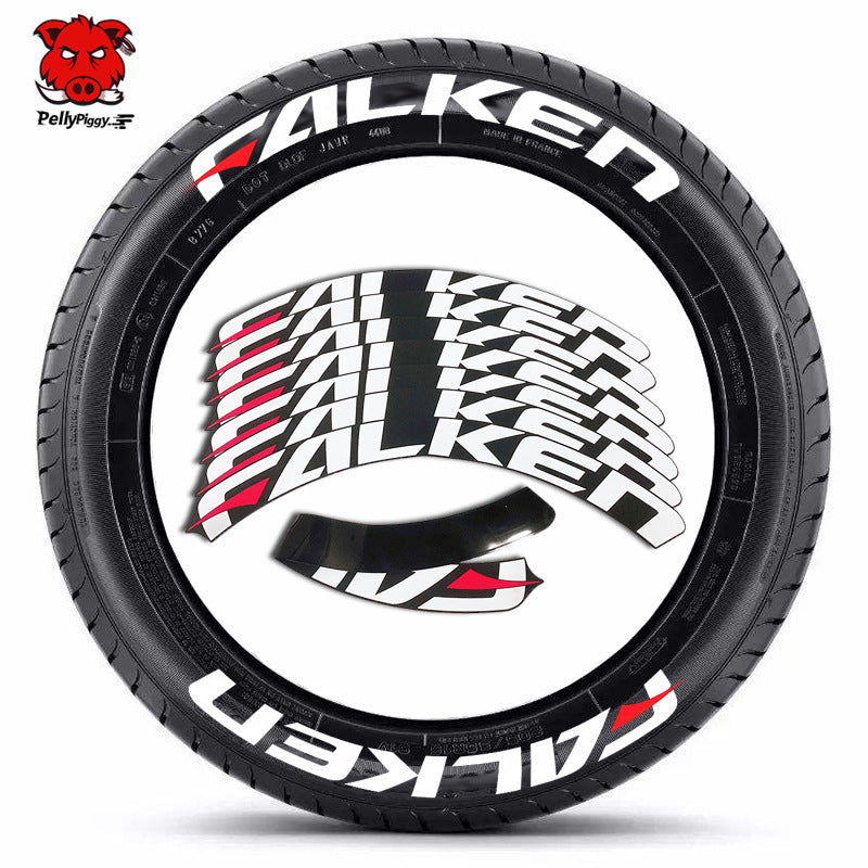 One-Piece Tire Letter Sticker Set - Adhesive PVC, Fits 4 Tires, Multiple Styles - Logos