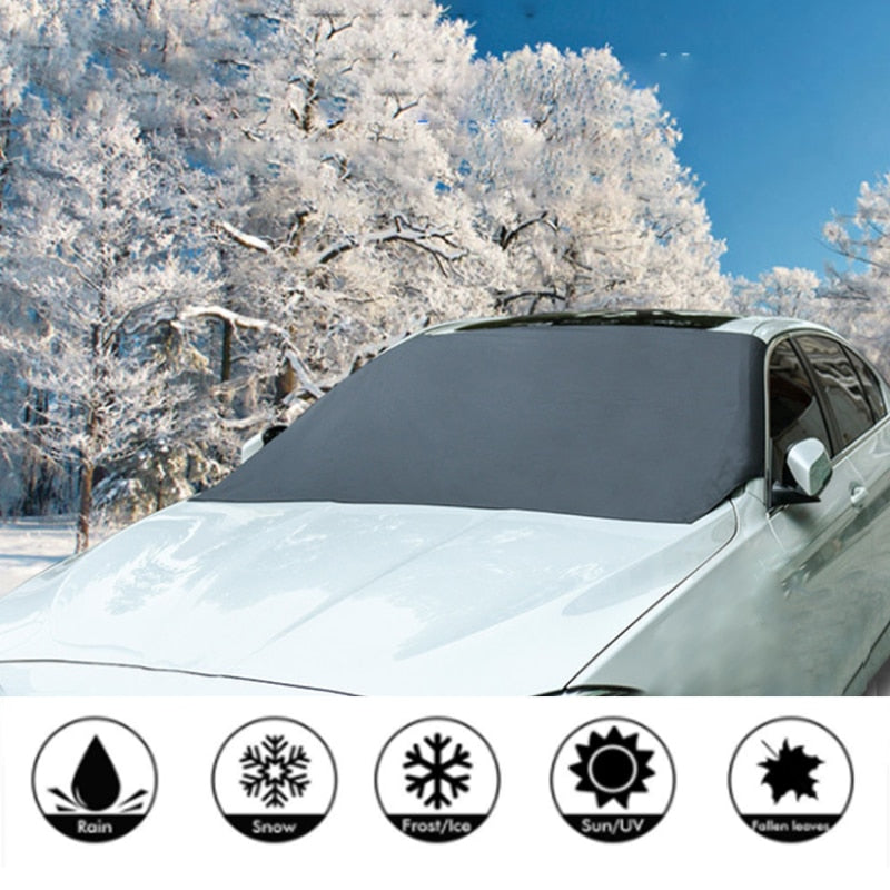 Universal Magnetic Windshield Sun & Snow Shade Cover - Waterproof Protective Shield, Polyester, Storage Bag