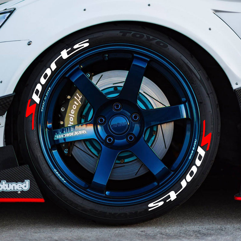 SPORTS Series 3D Tire Letter Stickers - Rubber, 33cm, 1.25in, Multiple Color Options, Adhesive