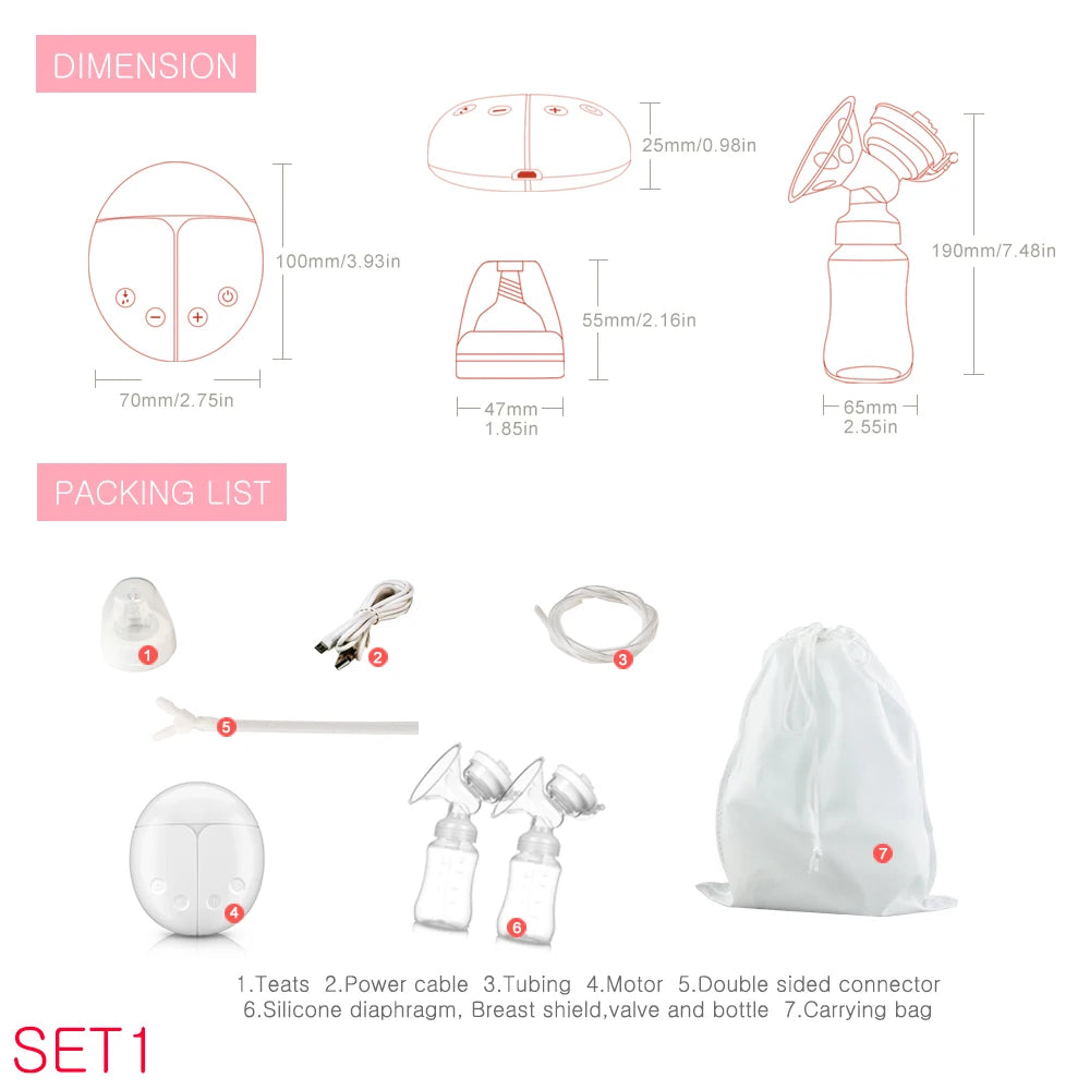 Electric Breast Pump - Unilateral & Bilateral, Manual Silicone & USB Powered, Breastfeeding Accessory