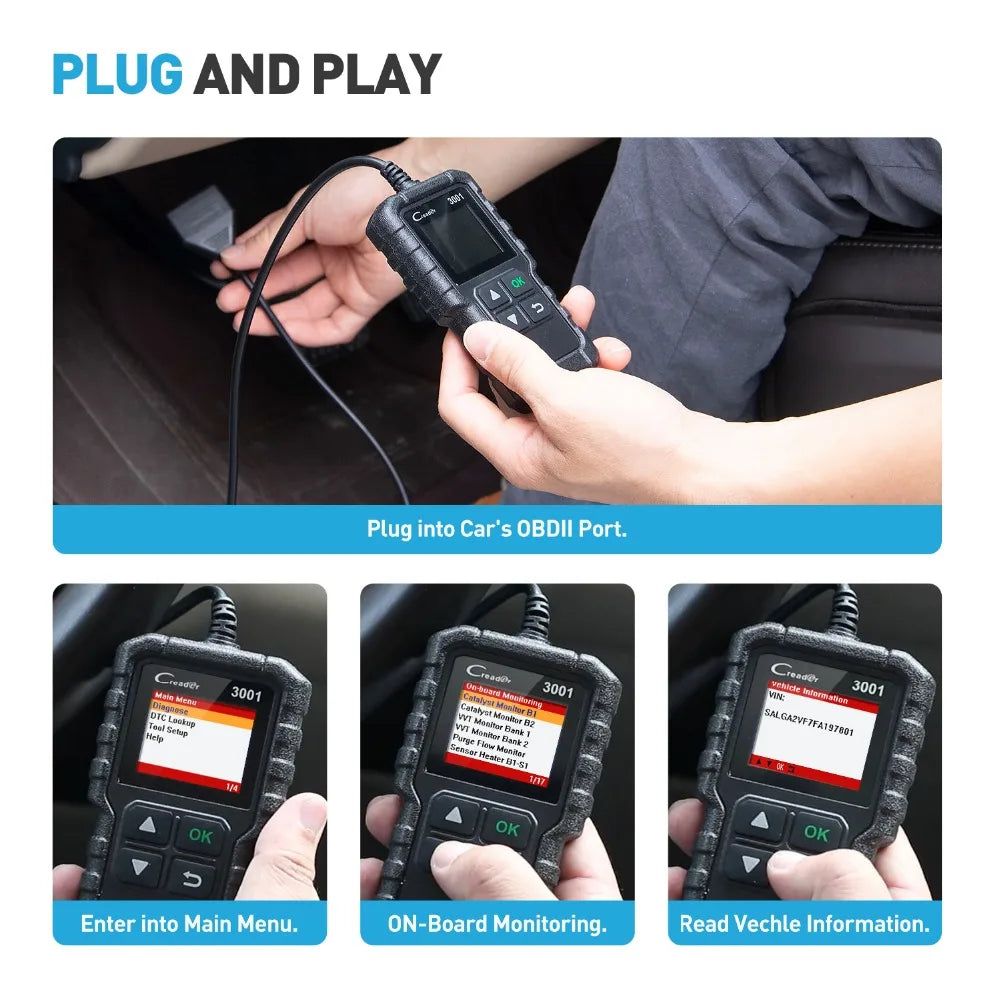LAUNCH CReader 3001 - Full OBD2/OBDII Car Diagnostic Code Reader, Professional Scan Tool